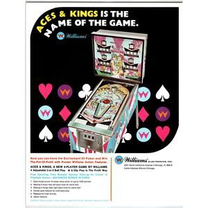 Aces & Kings Pinball FLYER Original 1970 Retro Game Artwork 8.5" x 11 Mod Groovy